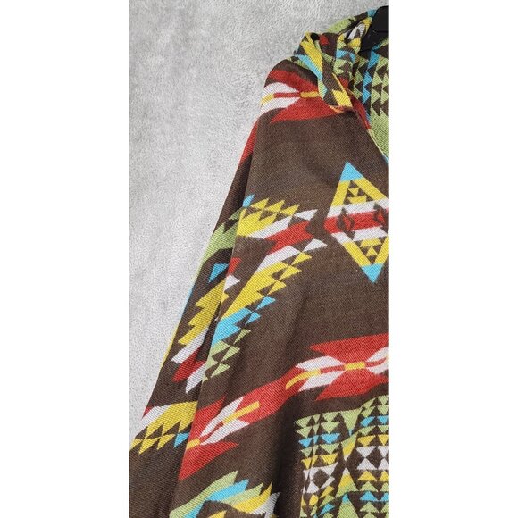 Velzera Sweater Womens One Size Southwestern Hooded Poncho Shawl Button Cardigan - Picture 10 of 12